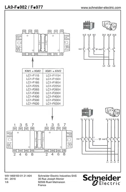 schneider施耐德LA9-F.982_977 Set of power connections for changeover contactors LC2 F (Horizontally mounted)